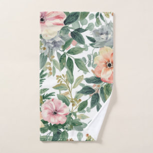 Botanical Bouquet Watercolor Eucalyptus Leaves Hand Towel
