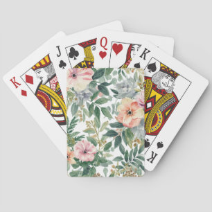 Botanical Bouquet Watercolor Eucalyptus Leaves Playing Cards