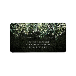 Botanical Boxwood Wedding Greenery Lights Wedding Label