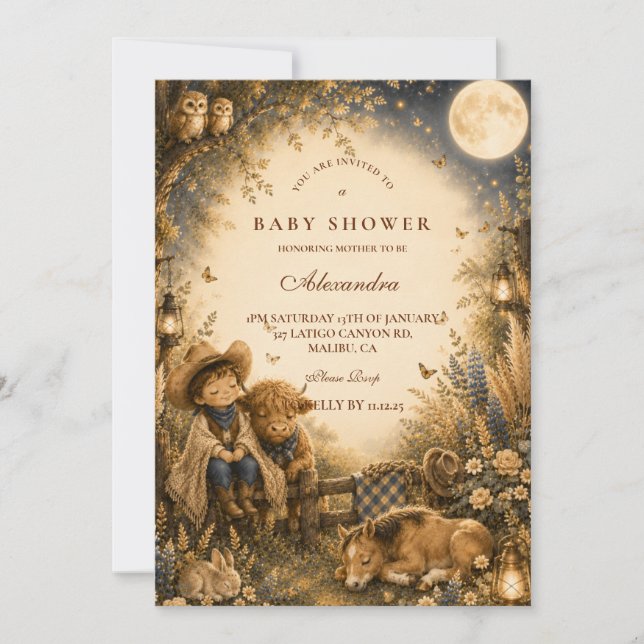 Botanical Boy Western Boho Baby Shower Invitation (Front)