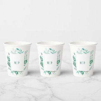 Botanical Branches watercolor theme Bright colours Paper Cups
