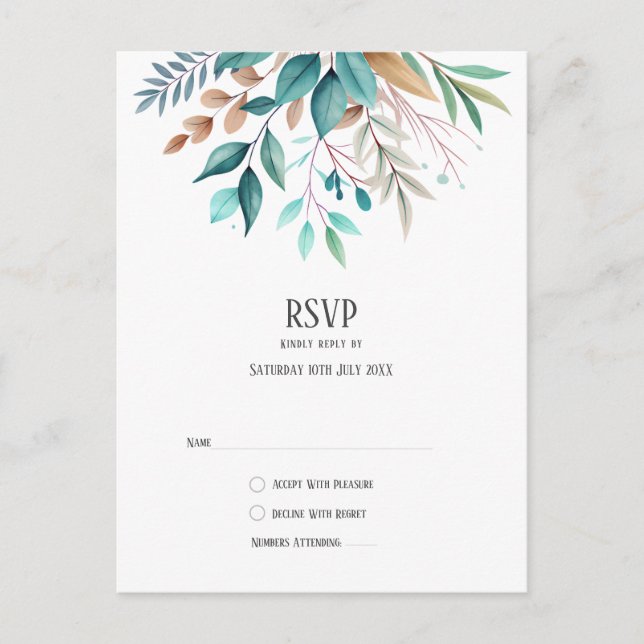 Botanical Branches watercolor theme Bright colours Postcard (Front)