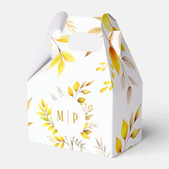 Botanical Branches watercolor theme Yellow colours Favour Box (Front Side)