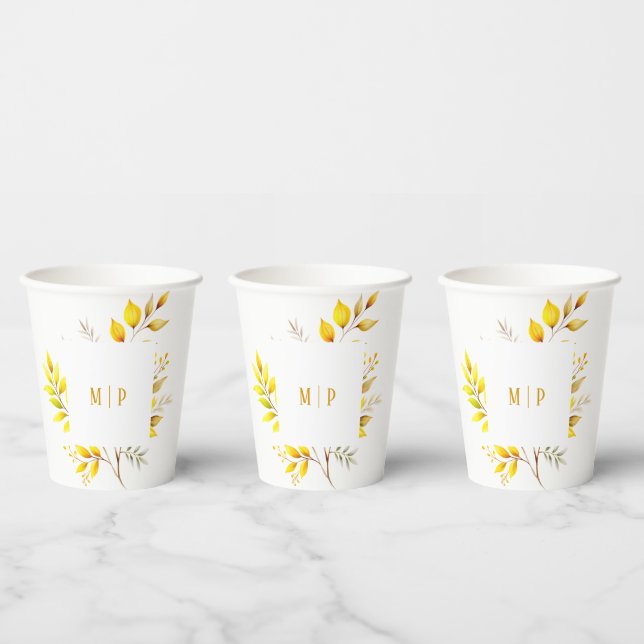 Botanical Branches watercolor theme Yellow colours Paper Cups (Multi)