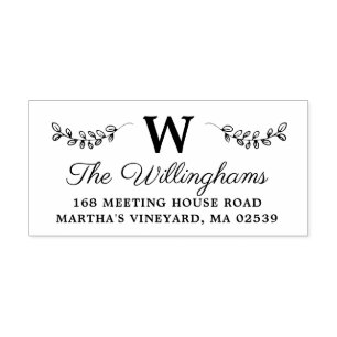 Botanical Branches with Leaves Monogram Self-inking Stamp