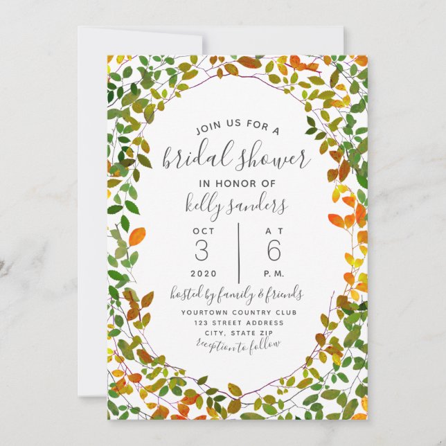 Botanical Bridal Shower - Early Autumn Invitation (Front)