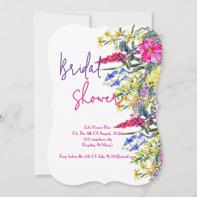 Botanical bridal shower invitation (Front)