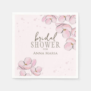 Botanical Bridal Shower Pink Floral Cherry Blossom Napkin