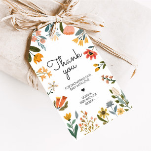 Botanical Bright Wildflower Baby Shower Favour Tag