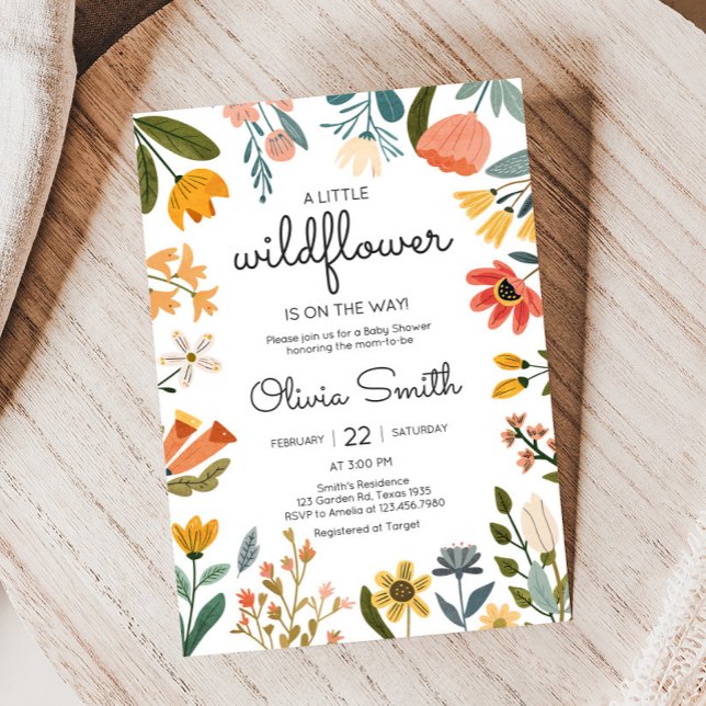 Botanical Bright Wildflower Baby Shower Invitation (Botanical Wildflower Baby Shower Invitation)