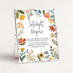 Botanical Bright Wildflower Late Night Diapers Poster
