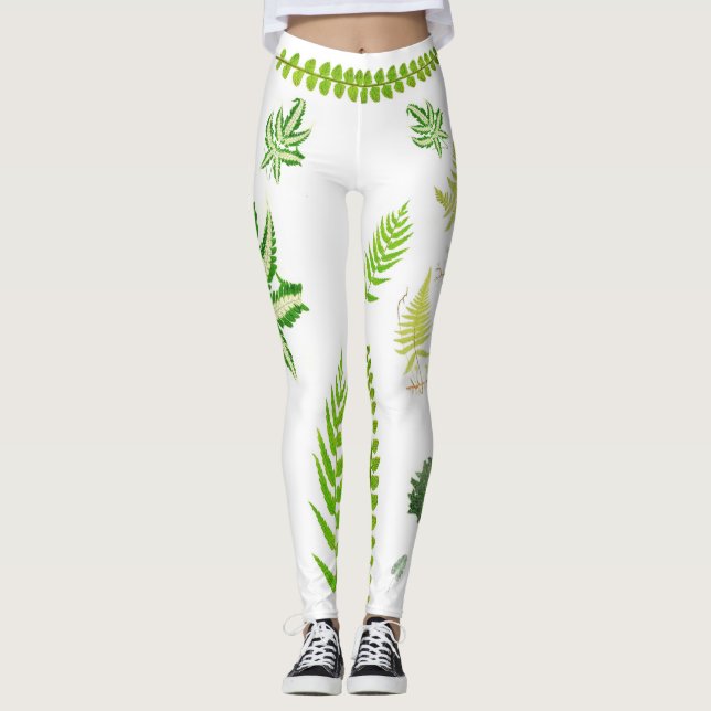 Botanical British Ferns Design Leggings (Front)