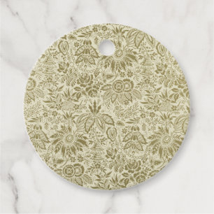 Botanical Brocade Toile Floral Green Sage Pattern Favour Tags