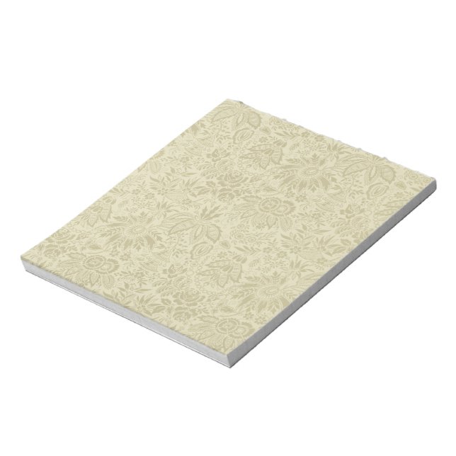 Botanical Brocade Toile Floral Green Sage Pattern Notepad (Rotated)