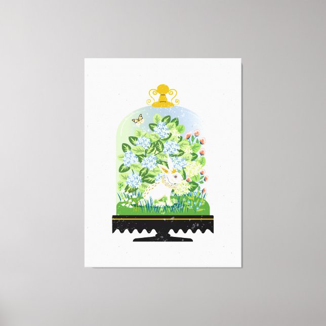 Botanical Bunny Rabbit Cloche 1  Canvas Print (Front)