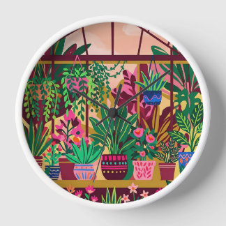 Botanical Burgundy Gold Wall Clock