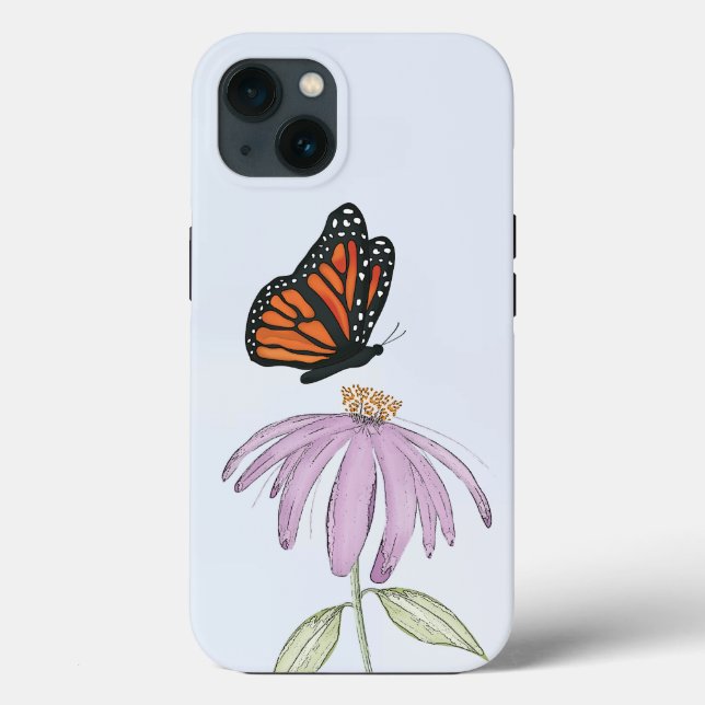 Botanical Butterfly and Purple Floral Nature Case-Mate iPhone Case (Back)