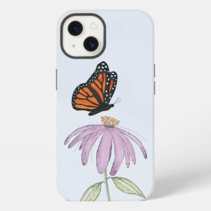 Botanical Butterfly and Purple Floral Nature iPhone 13 Case
