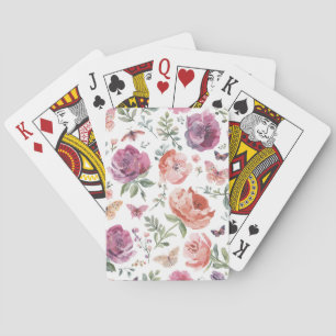 Botanical Butterfly Garden Watercolor Floral Playing Cards