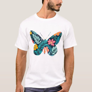 Botanical Butterfly Shape T-Shirt