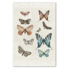 Botanical Butterfly Vintage Blue Peach Decoupage