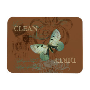 Botanical Butterfly Vintage Clean Dirty Dishwasher Magnet