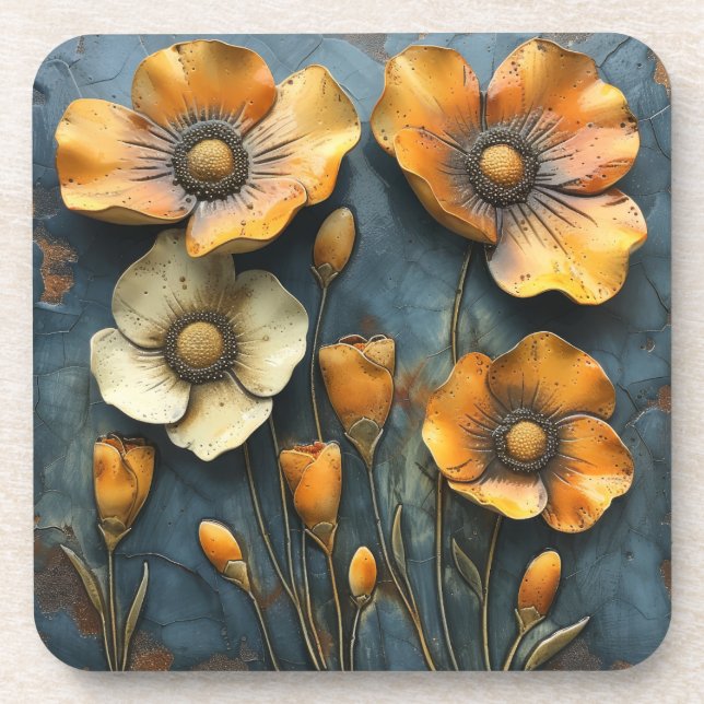 Botanical California Poppies Coaster (Front)