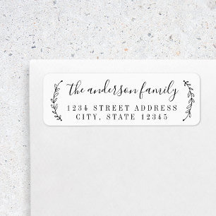 Botanical Calligraphy Family Name Return Address