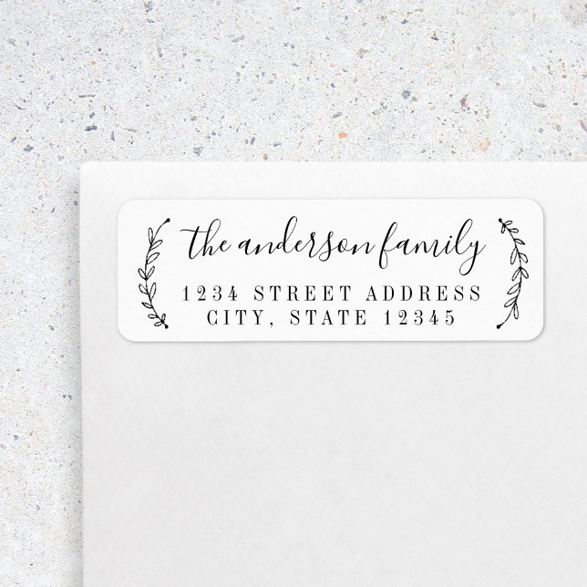 Botanical Calligraphy Family Name Return Address (Creator Uploaded)