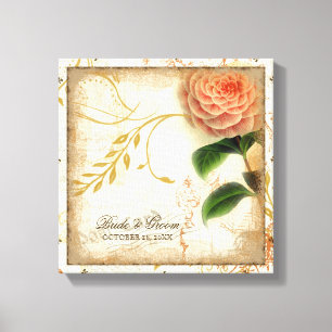 Botanical Camellia Customised Wedding Personalised Canvas Print
