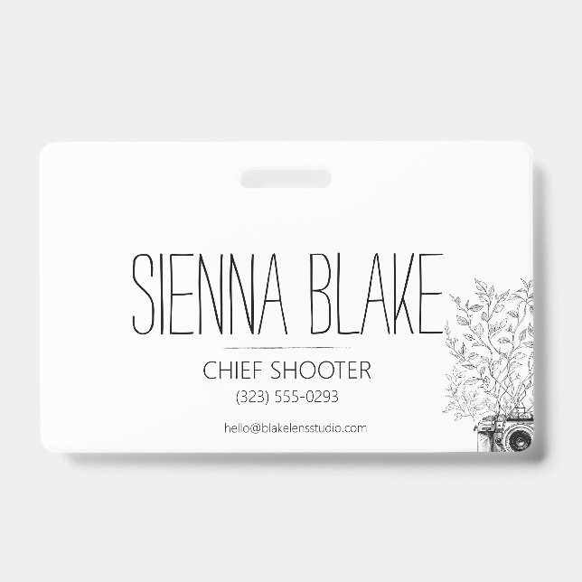 Botanical Camera Logo Photographer ID Badge (Front)