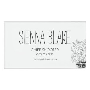 Botanical Camera Logo Photographer Name Tag