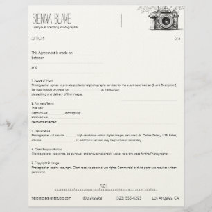 Botanical Camera Photographer Contract – Page 1 Custom Letterhead