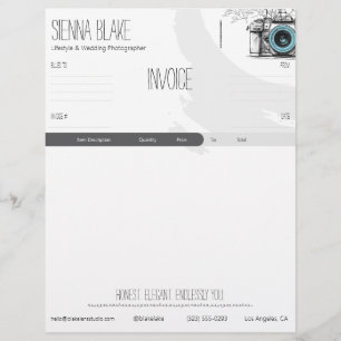 Botanical Camera Photographer Invoice Template Custom Letterhead