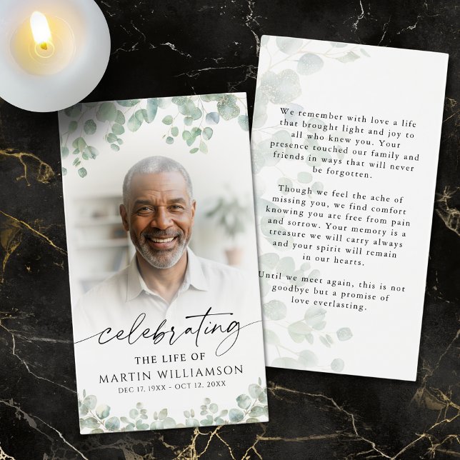 Botanical Celebrating the Life Photo Prayer Card (Creator Uploaded)