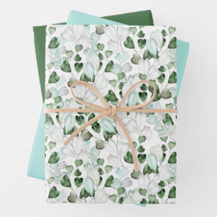 Botanical Celebration Green Wrapping Paper Sheet