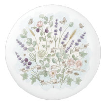 Botanical Ceramic Cabinet Knob French Country