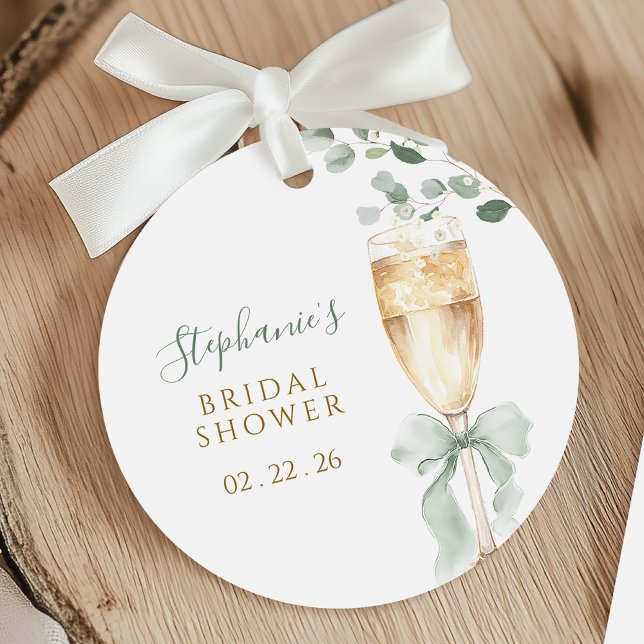 Botanical Champagne Bridal Shower Favour Tags (Creator Uploaded)