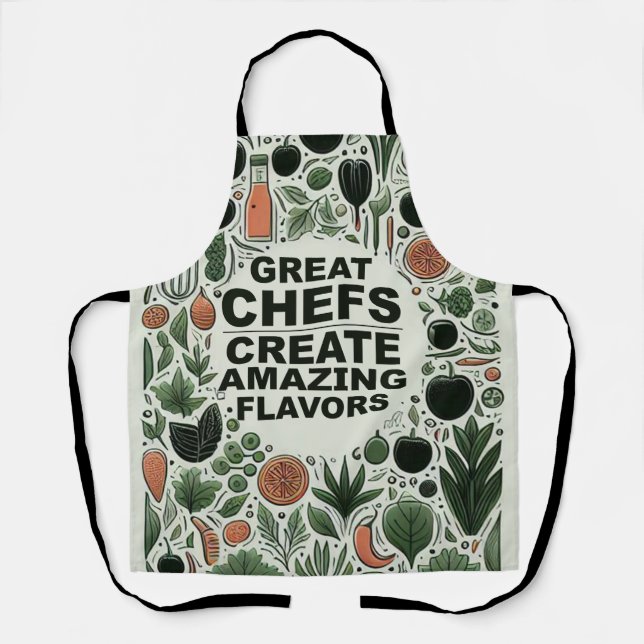 Botanical Chef's Kitchen Utensils Typography  Apron (Front)