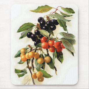 Botanical Cherries Print Mouse Mat