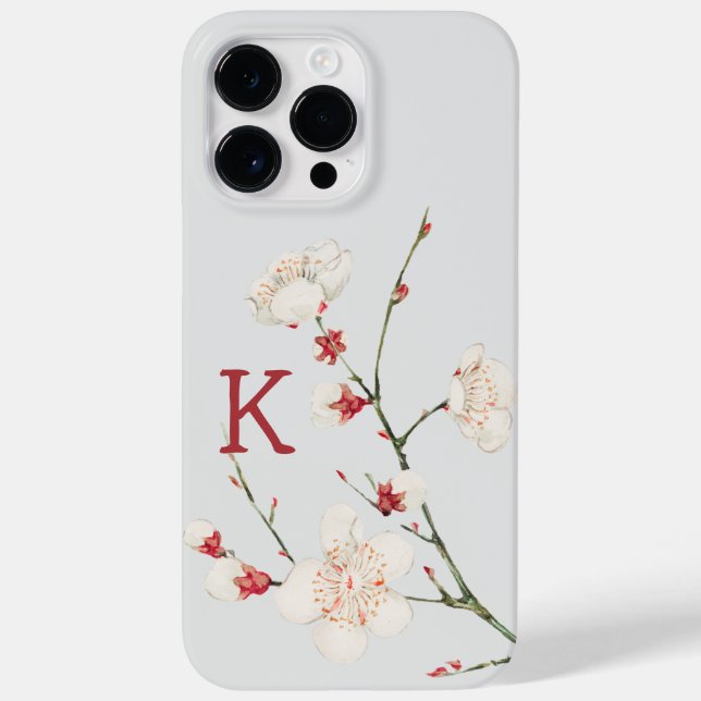 Botanical Cherry Blossom Floral Monogram Letter    Case-Mate iPhone Case (Back)