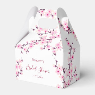 Botanical Cherry Blossom Pink White Bridal Shower Favour Box
