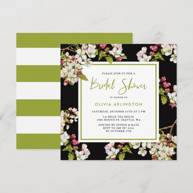 Botanical Cherry Blossoms Bridal Shower Invitation (Front/Back)