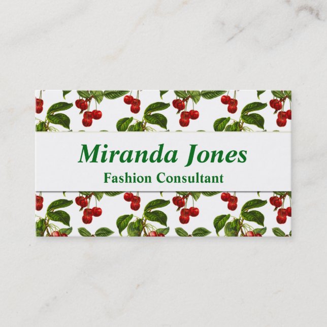 Botanical Cherry Print Business Card (Front)