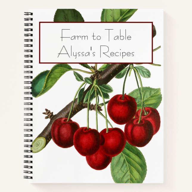 Botanical Cherry Stems Recipe Organiser Notebook (Front)