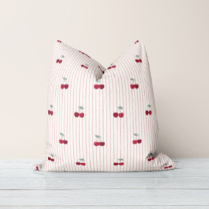 Botanical Cherry Stripe Picnic Party Cushion
