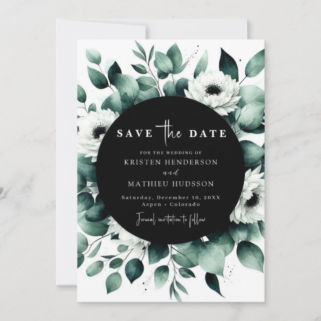 Botanical Chic Eucalyptus Digital Wedding Save The Date (Front)
