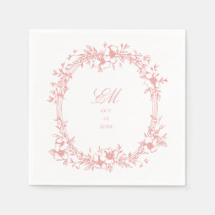 Botanical Chinoiserie Monogram Crest Wedding Logo Napkin