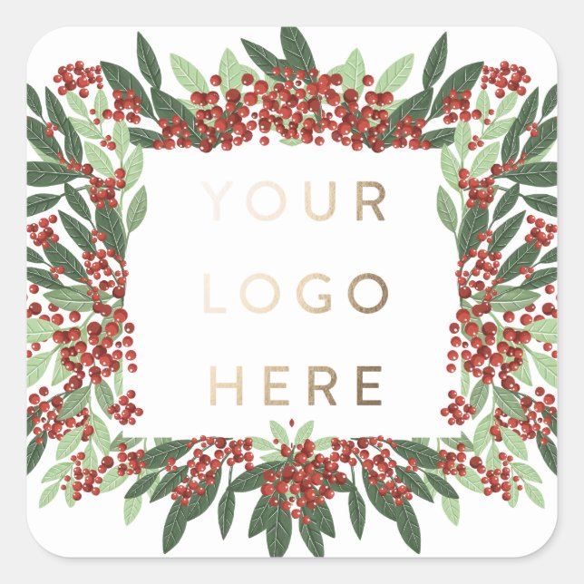Botanical Christmas Business Custom Logo Envelope Square Sticker (Front)