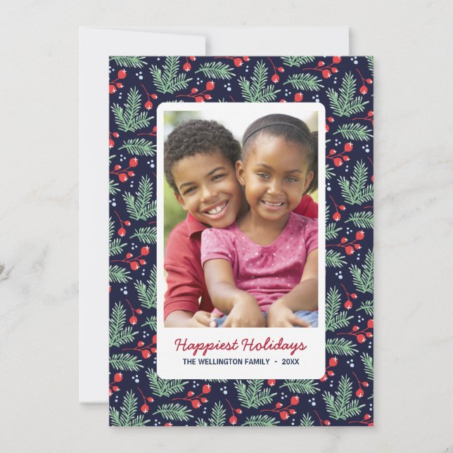 Botanical Christmas | Colourful Holiday Photo Card (Front)